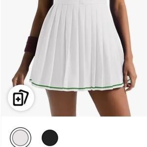 White Pleated Tennis Dress with Green Trim With Shorts